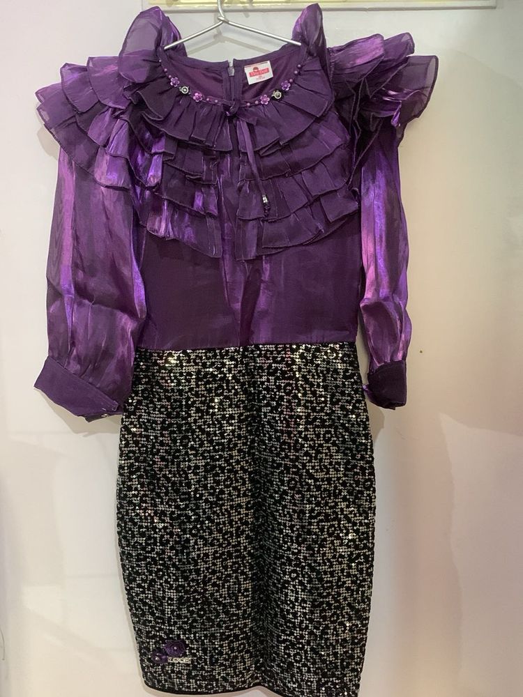 Purple Party Dress velvet  and organza material