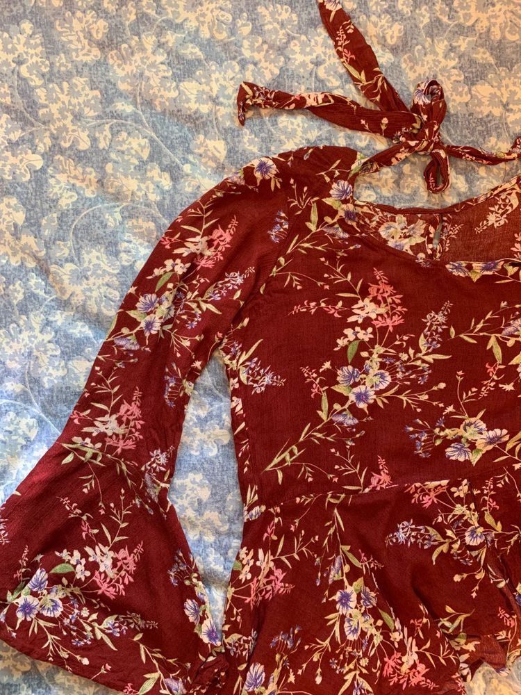 Y2k Floral Back Tie Up Top