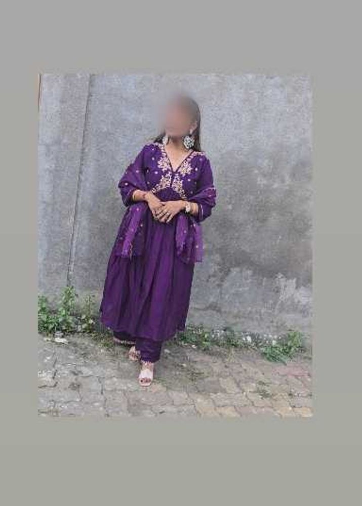 Purple Embroidered Kurta Set