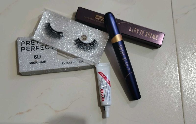 Swiss Beauty Mascara With FREE Eyelashes And Glue
