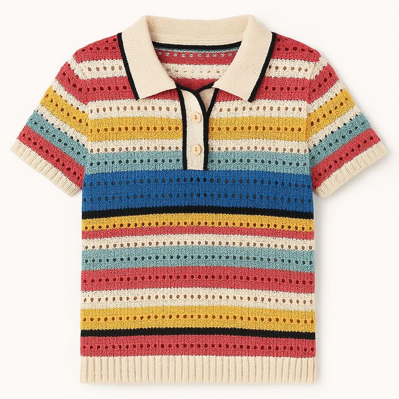 Striped Knit Polo Shirt