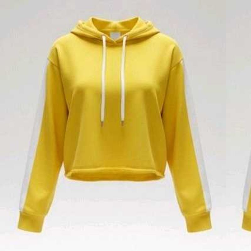 Yellow Cropped Hoodie