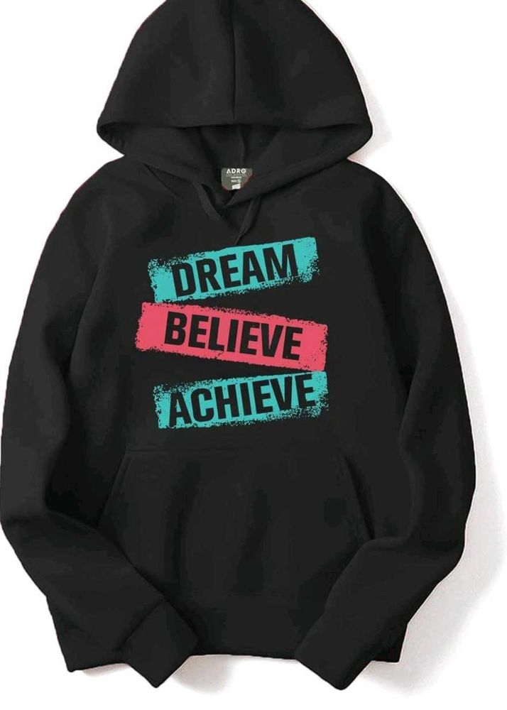 Dream Believe Achieve Black Hoodie, L Size