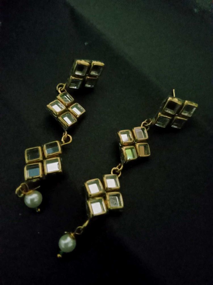 Square Mirror Dangle Earrings