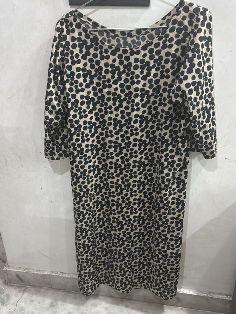 XXL Brown Base Black Animal Print Kurta