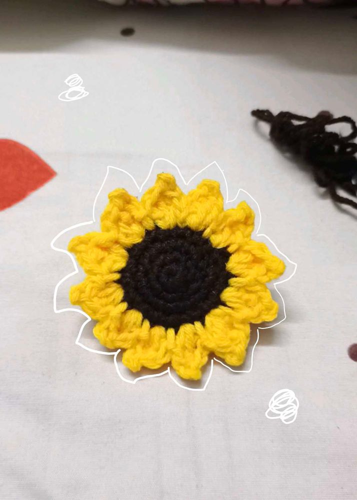 Crochet Sunflower Hairtie