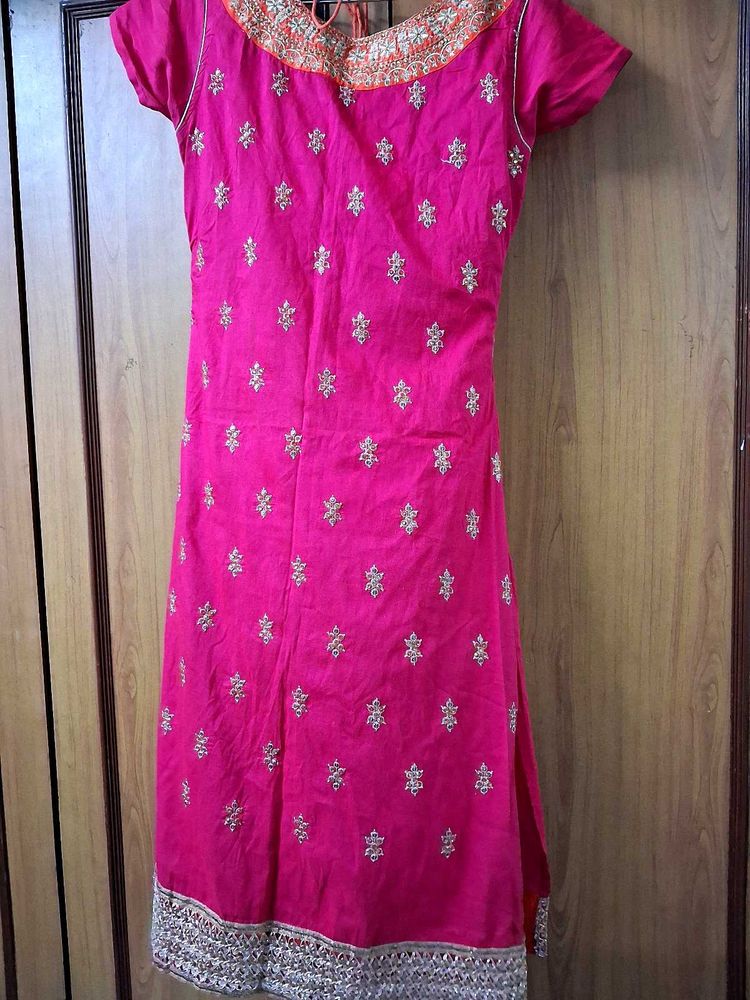 Pink Embroidered Kurti