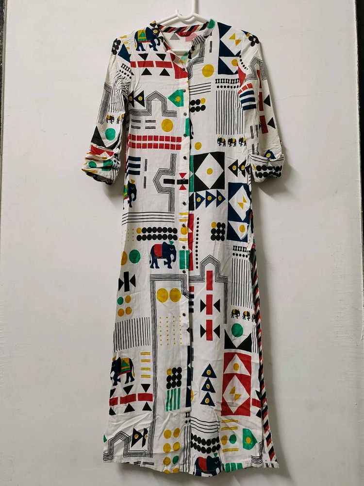 Beautiful Print Multicolour &#39;W&#39; kurtha