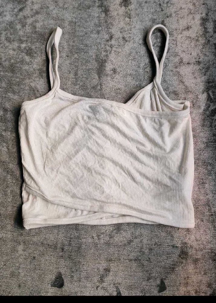 Fyk White Crop Tank Top
