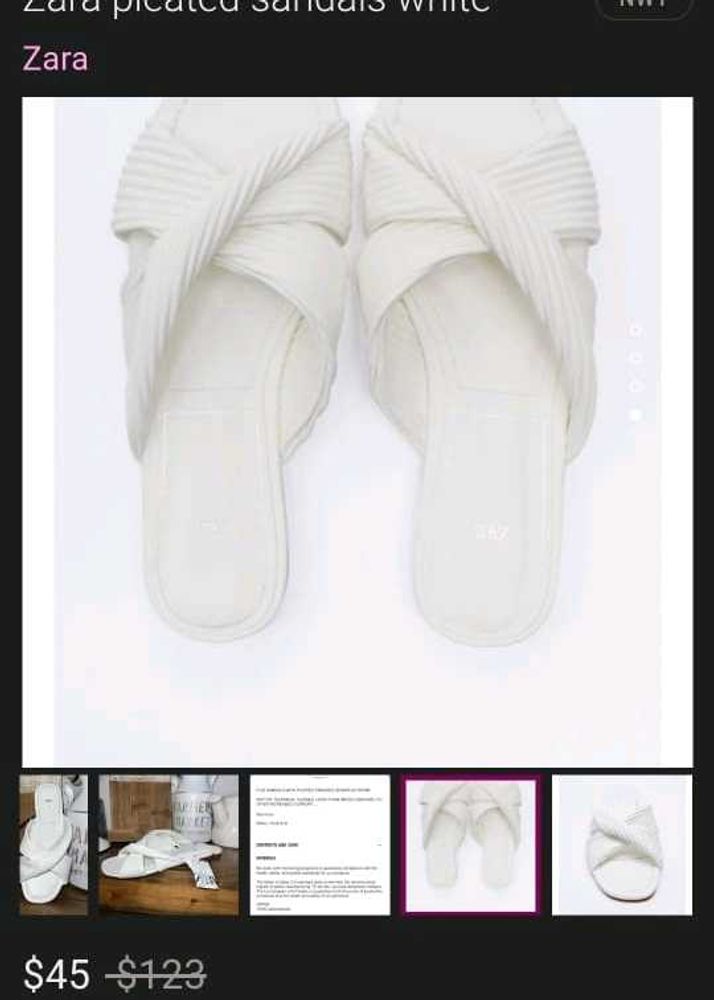 Zara Pleated Sandals White