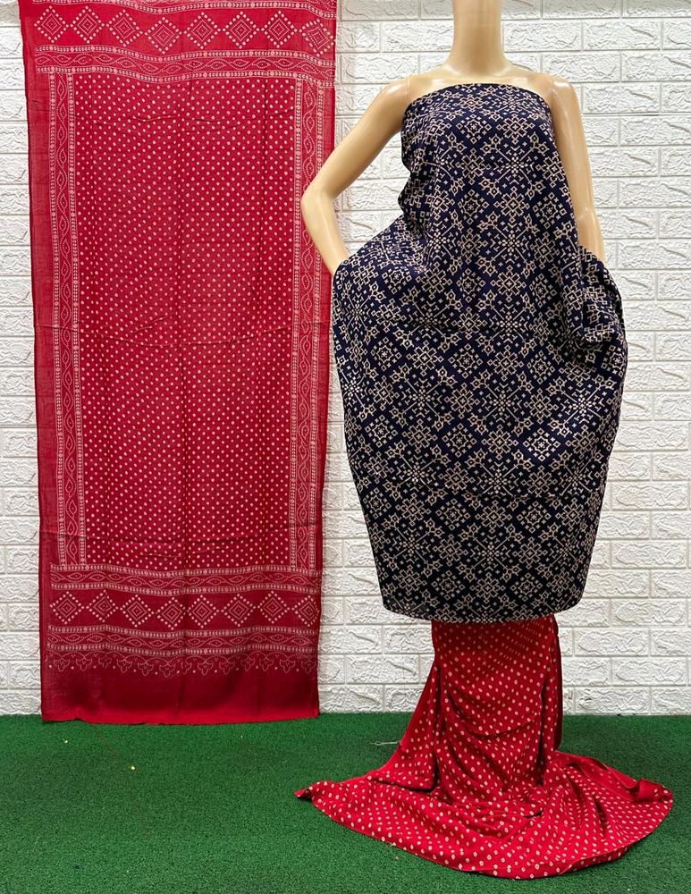 *🍁HEAVY REYON PATOLA PRINT DRESS MATERIAL🍁*