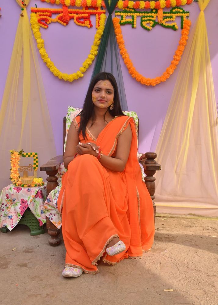 Elegant Orange Saree - Perfect for Haldi Ceremony