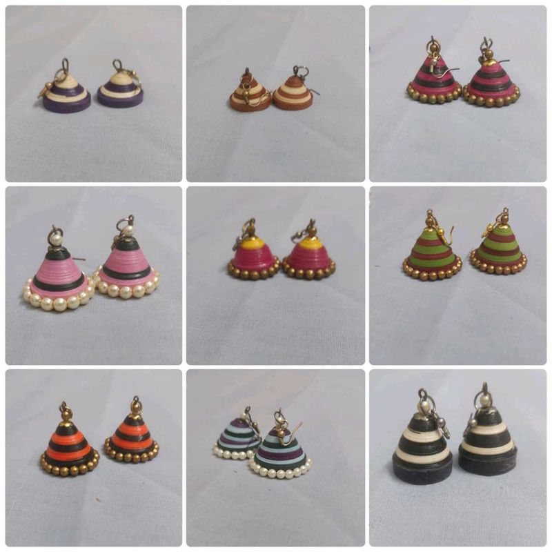Handmade Jhumka Earrings, set of 9