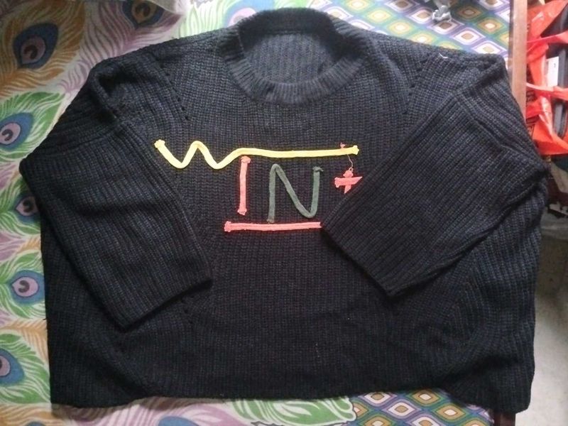 Black &#34;WIND&#34; Knit Sweater