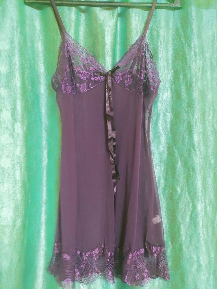 Lace Trim Mesh Nighty
