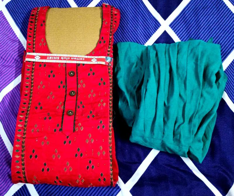 Readymade Red Printed Kurta Set