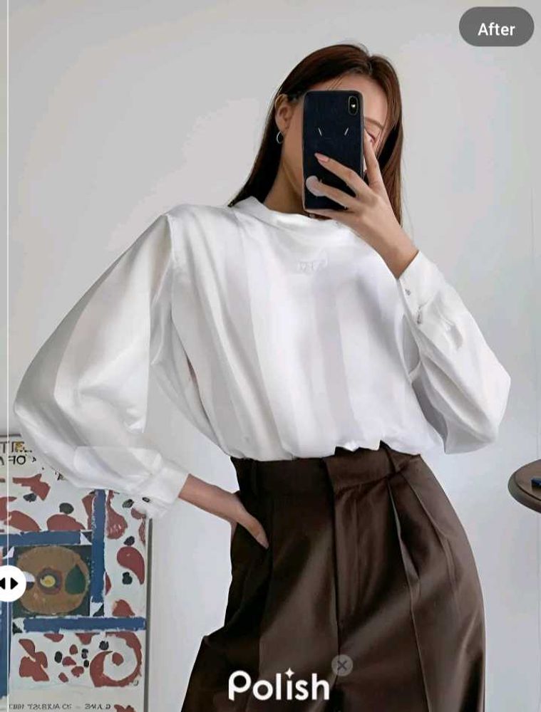 New With Tag Korean Satin Aesthetic Cute Blouson