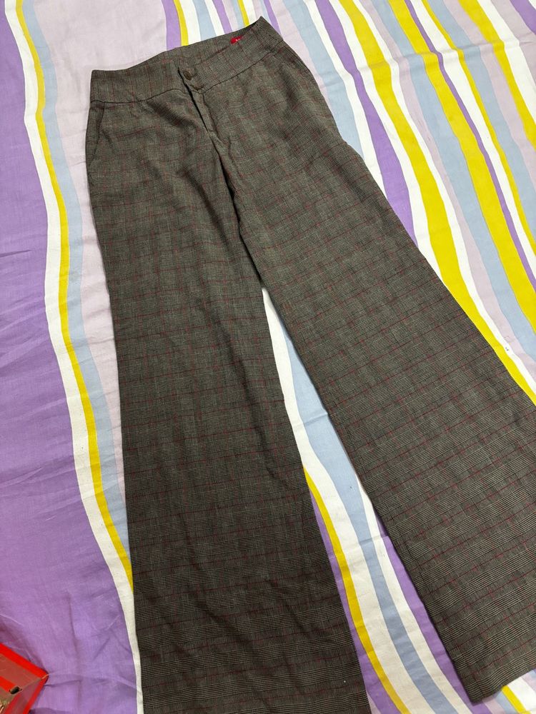 Vintage Plaid Wide Leg Trousers