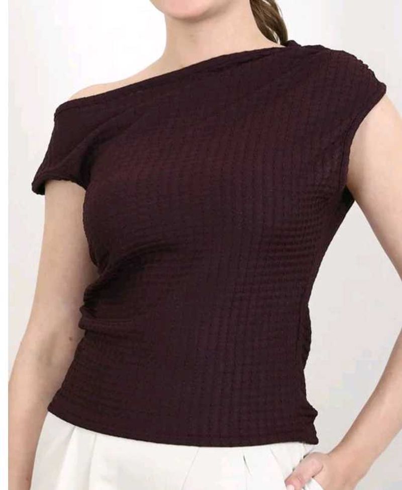 Burgundy One-Shoulder Top