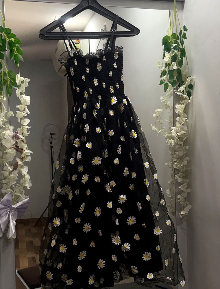 Floral Black Sunflower Dress