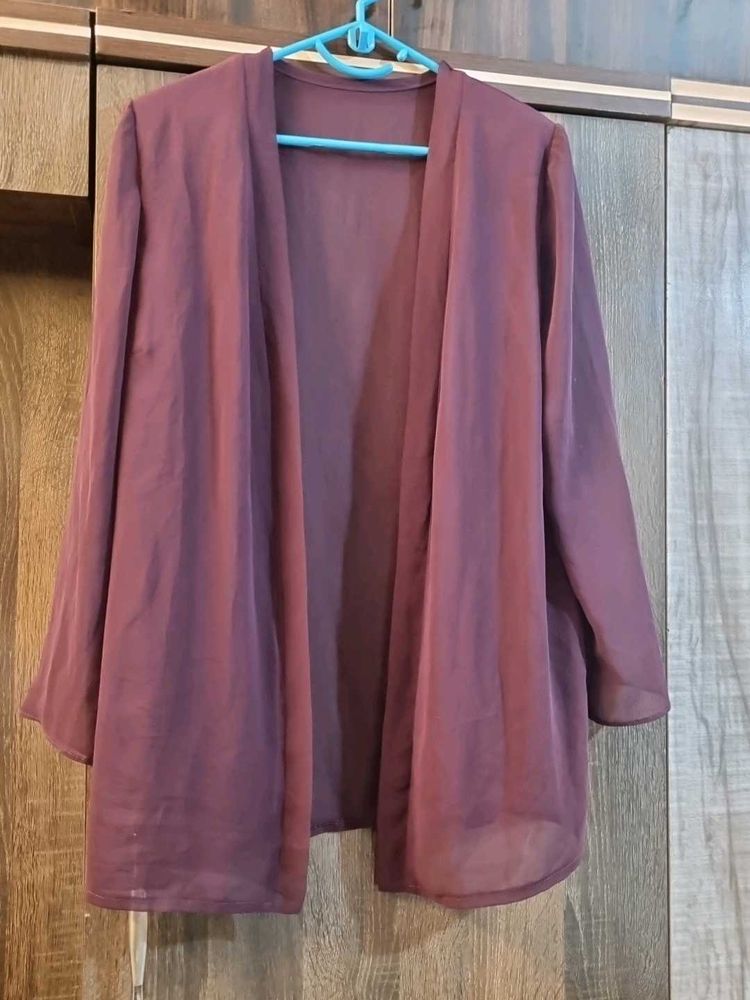Wine Color Georgette Shrug