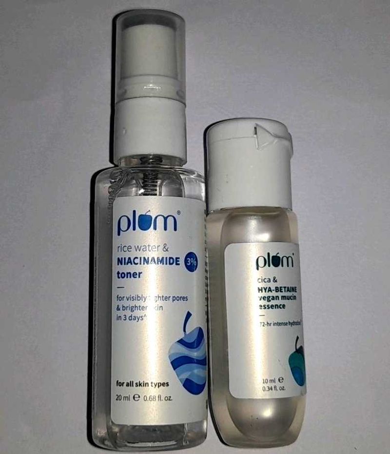 Plum Rice Water Toner &amp; Cica Vegan Mucin Essence