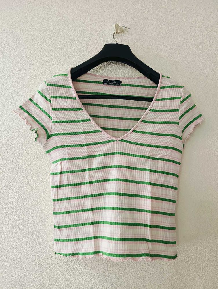 Bershka Striped Crop Top