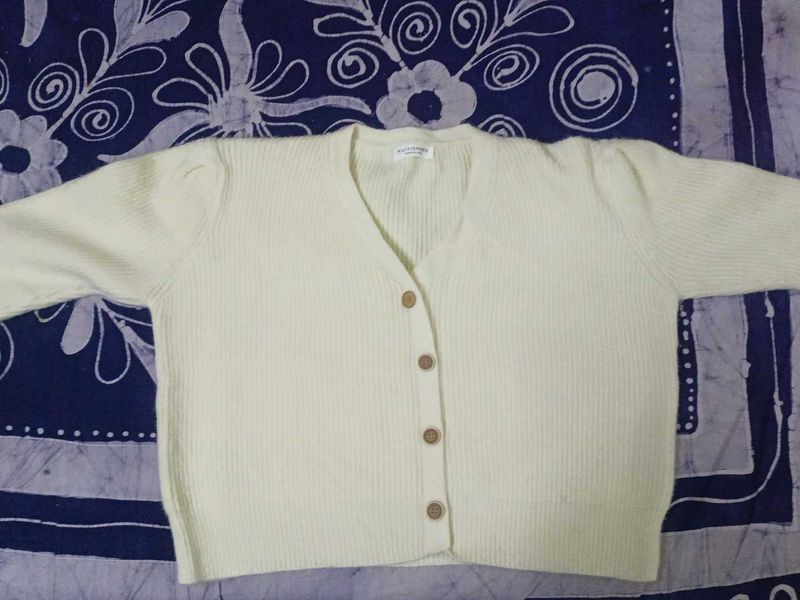 Cream Button-Down Cardigan