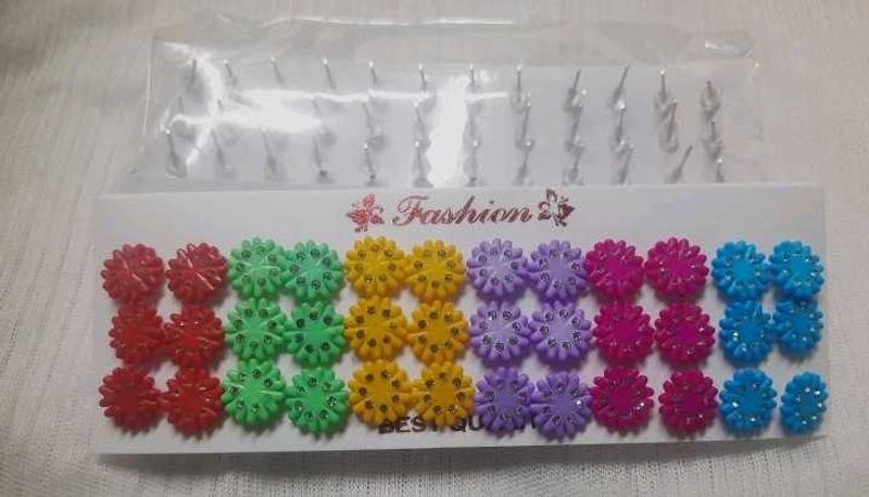 Colorful Flower Stud Earring Set