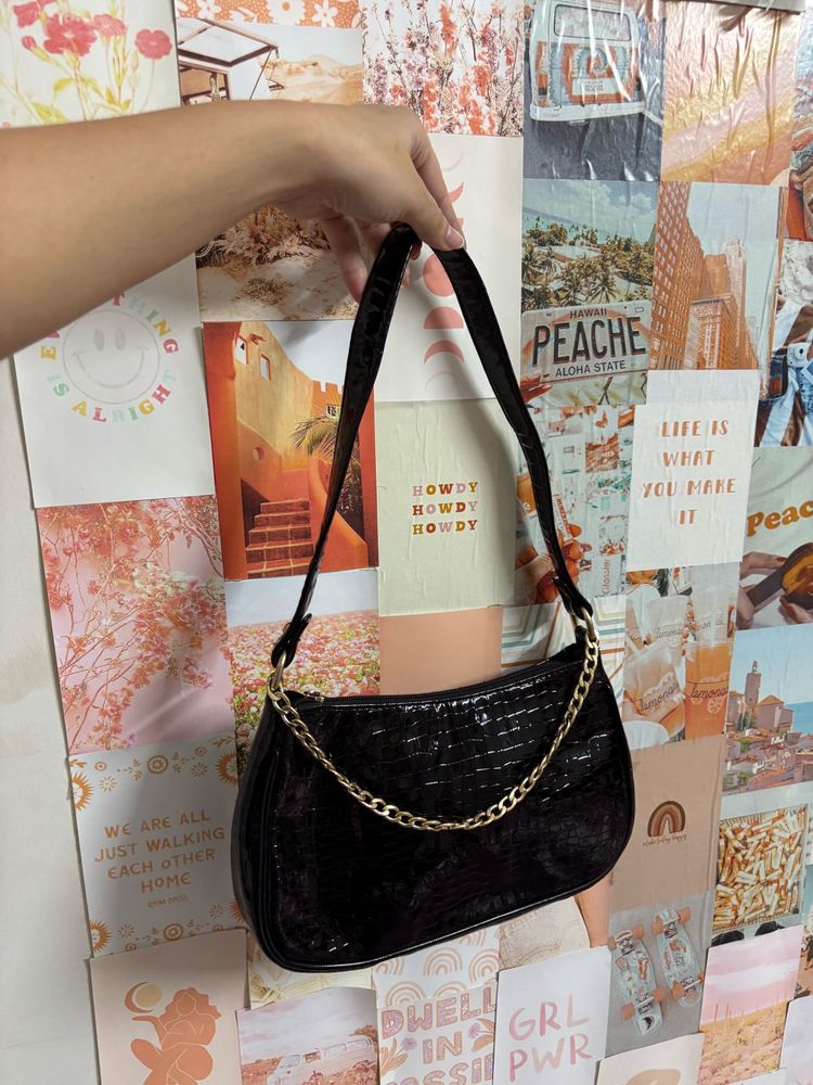 Black Glossy Handbag