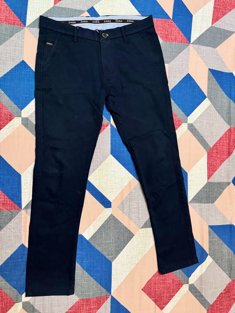 Zara Navy Blue Slim Fit Pants