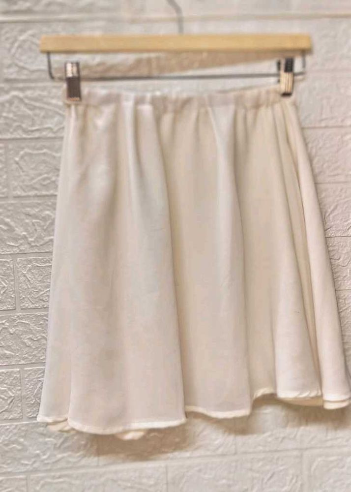 White Mini Flowy Skirt Free Size