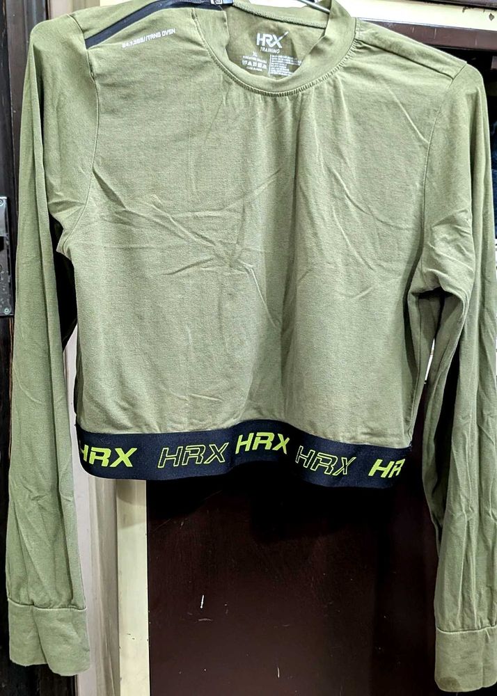 HRX Olive Green Cropped Long Sleeve
