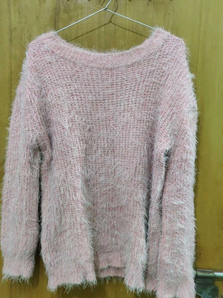 Pink Fuzzy Knit Sweater