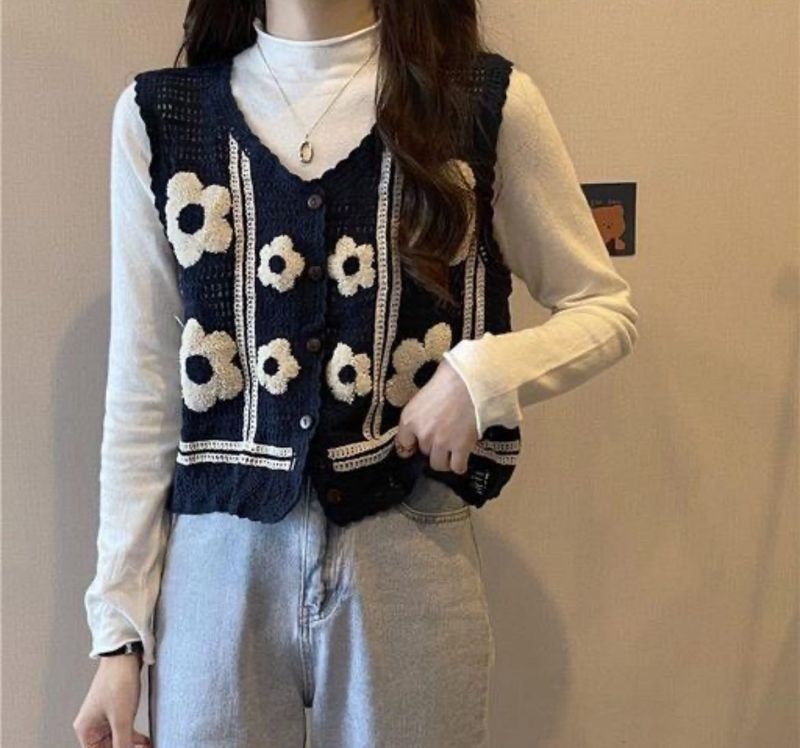 Y2K Cute Boho Chic Vest Flowers🖤🌼