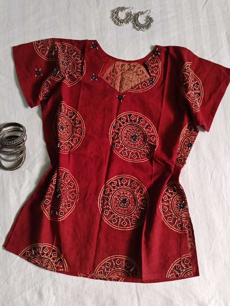 Womens Pure Cotton Rajasthani Short Kurti ❤️💕