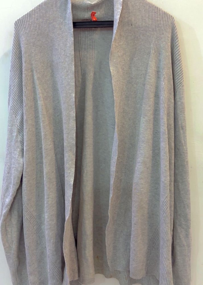 Grey Open Front Cardigan
