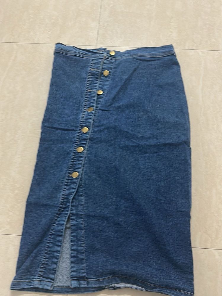 Denim Button-Down Skirt