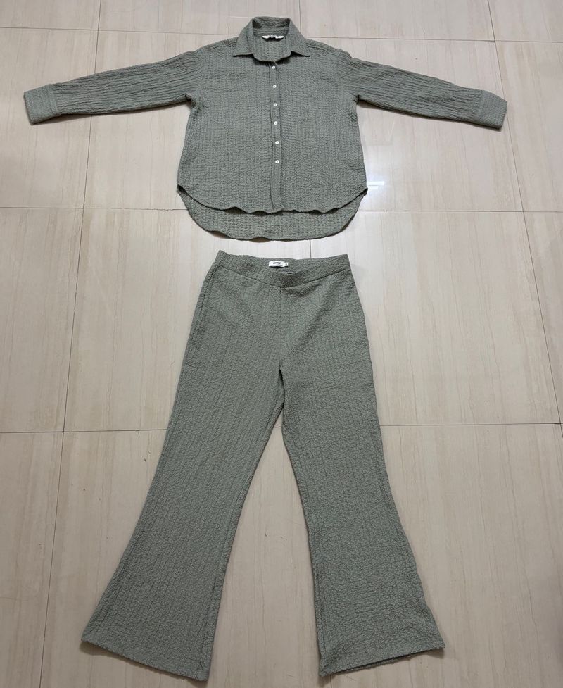Sage Green Textured Co- Ord Set