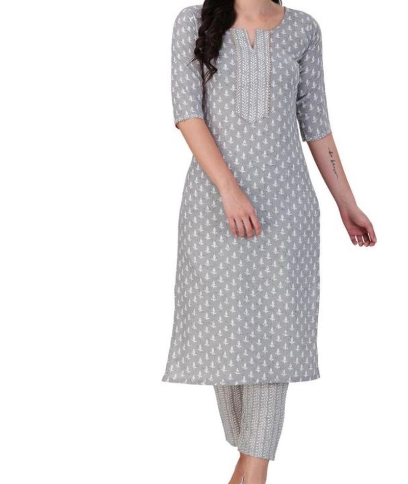 Grey Kurta And Pant Set