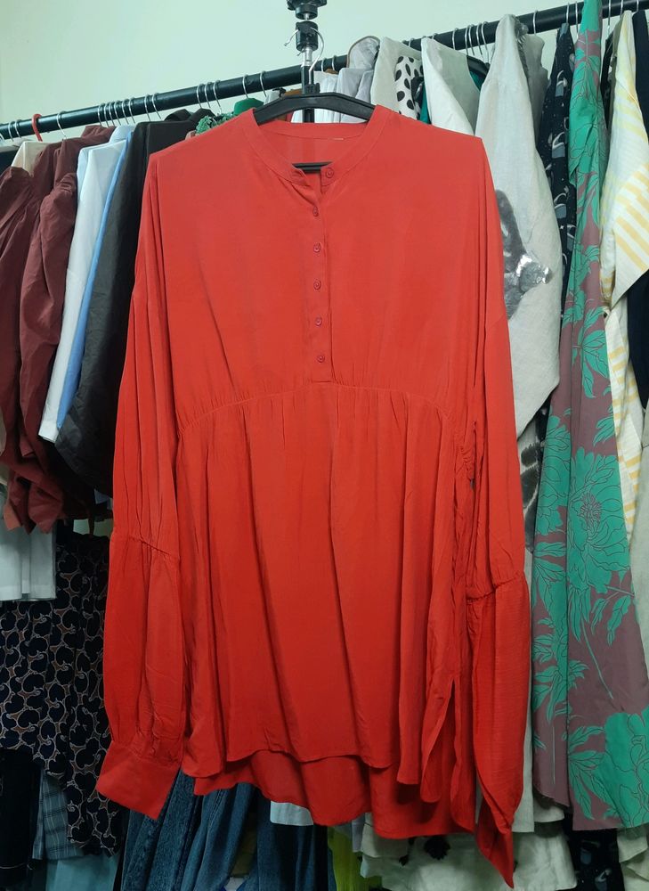 Red Viscose Baggy TOP