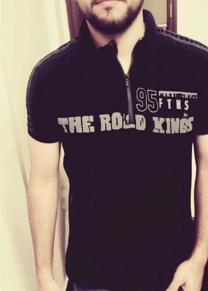 Black Graphic Print Polo Shirt