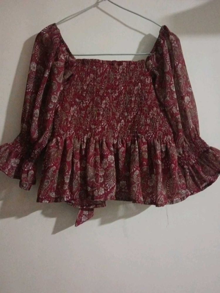 Floral Beautiful Rust Red Tops And Tunics