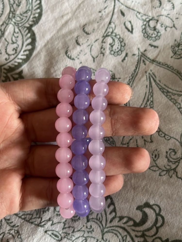 pastel glass bracelet stack