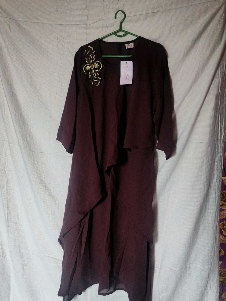 Elegant Maroon Asymmetrical Dress