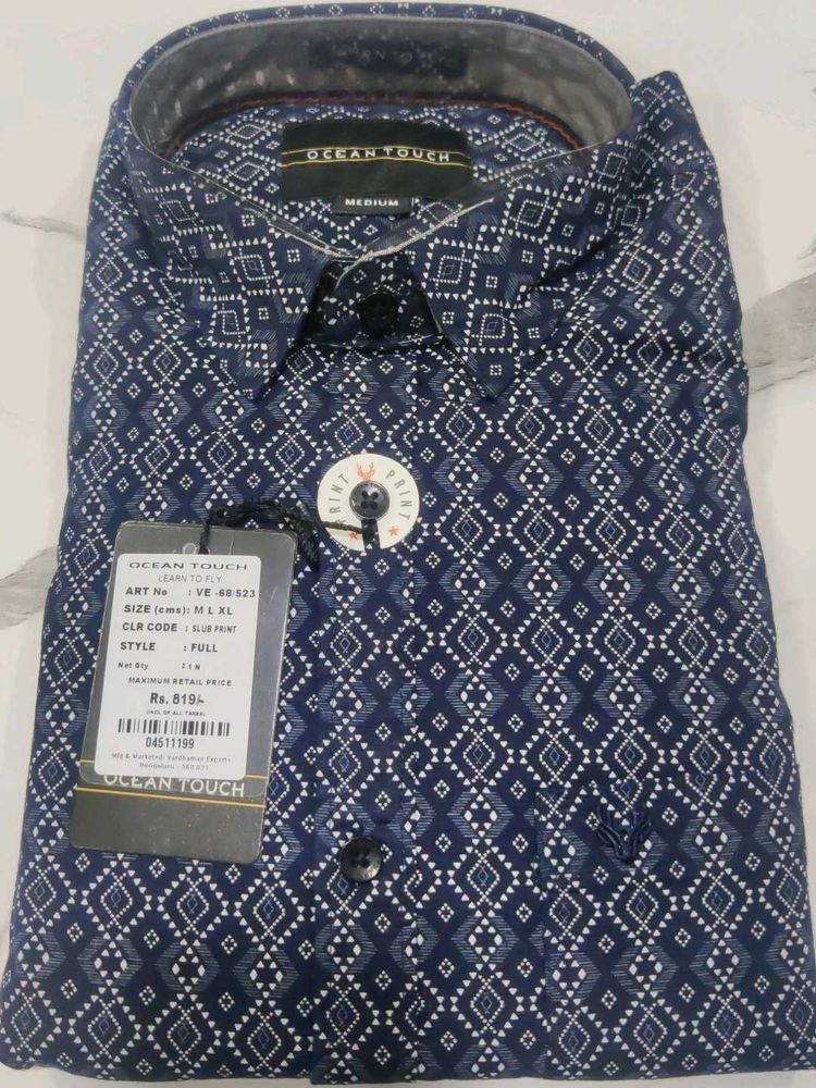 Ocean touch navy blue cotton shirt