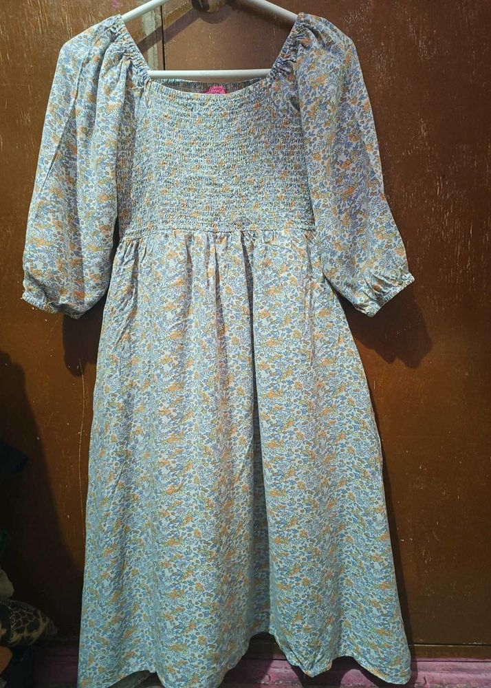 Floral Midi Dress With POCKET😍