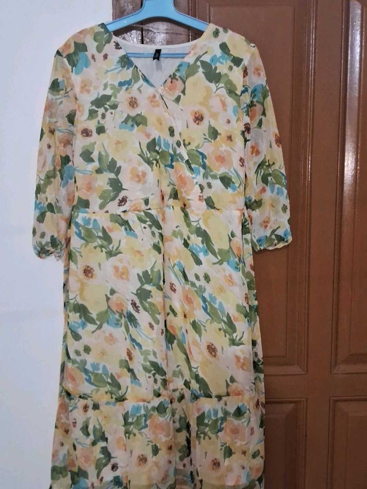 Floral Print Chiffon Dress