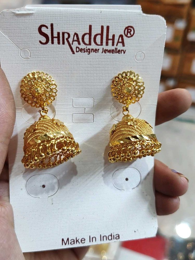 1 Gm Gold Plated Shraddha Jhumka Earrings