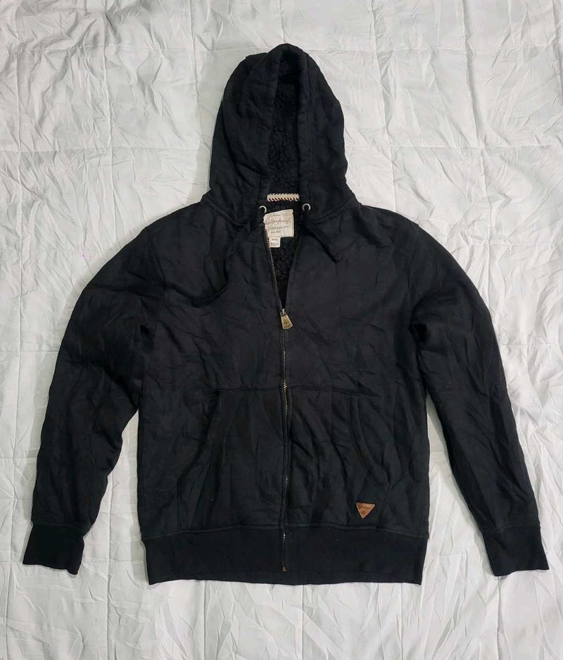 Unisex Black Zip-Up Hoodie